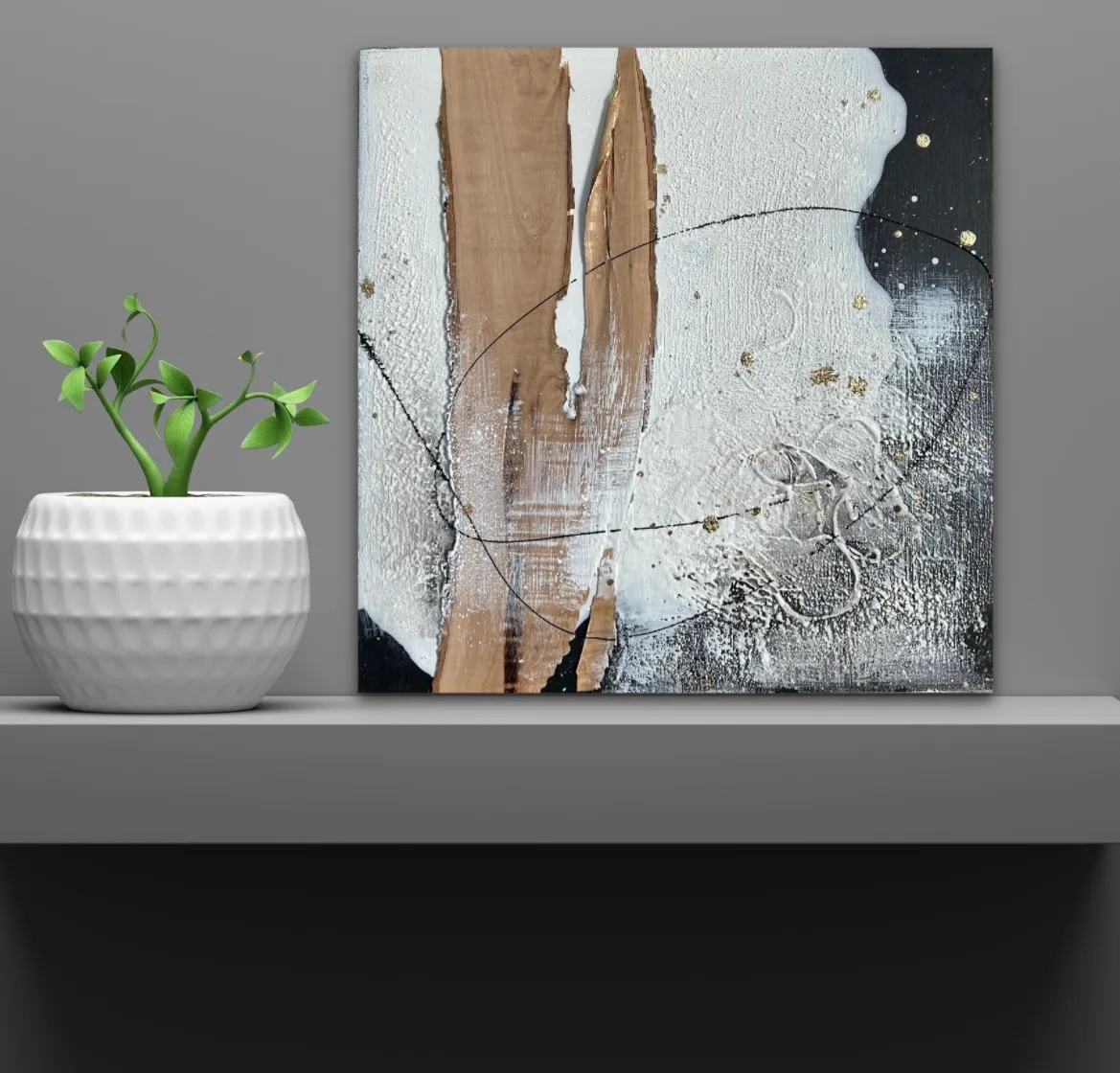 Sandra Kühn – Acrylbild auf Holz aus der Serie Arbeiten mit Holz, Werk 1