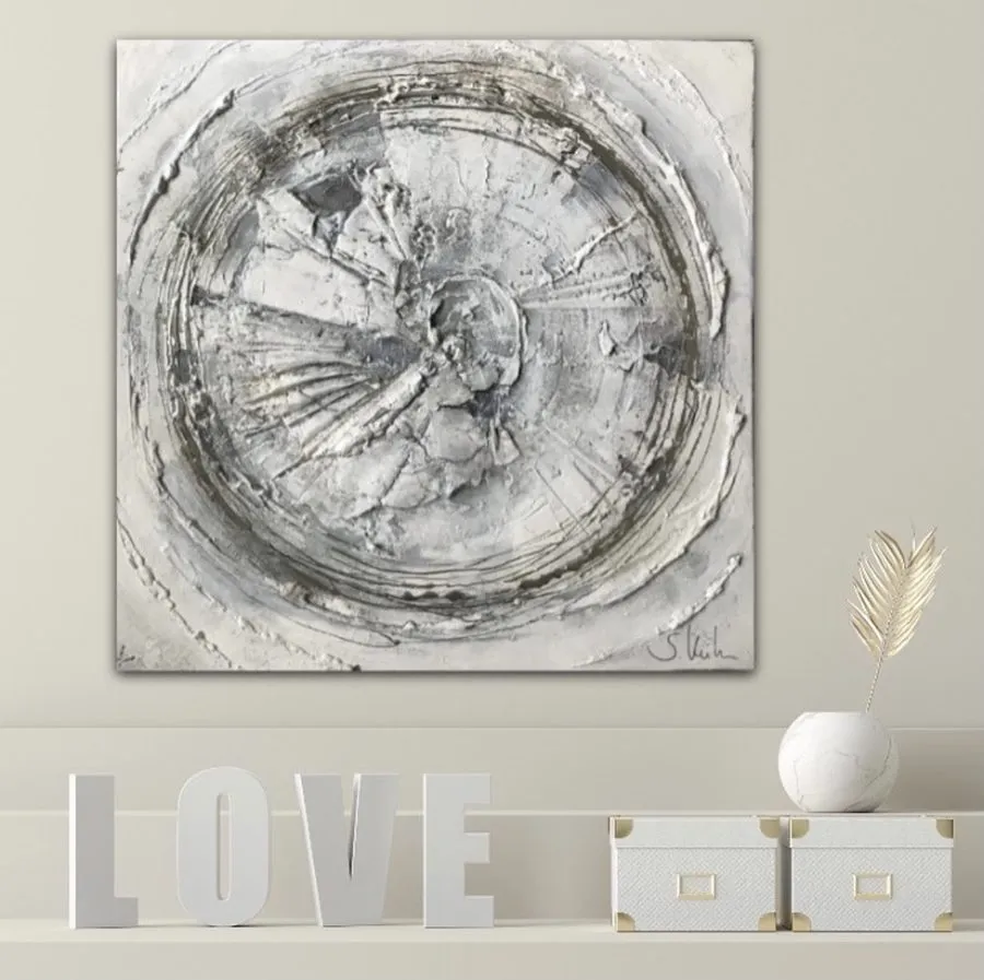 Sandra Kühn – „Im Kreis der Zeit“, 80 × 80 cm, Acrylmalerei aus der Serie Arbeiten mit Struktur